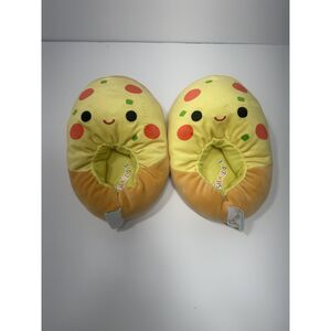 Squishmallows Pizza Plush Slippers Kids Size 4/5 Yellow Soft Cozy House Shoes